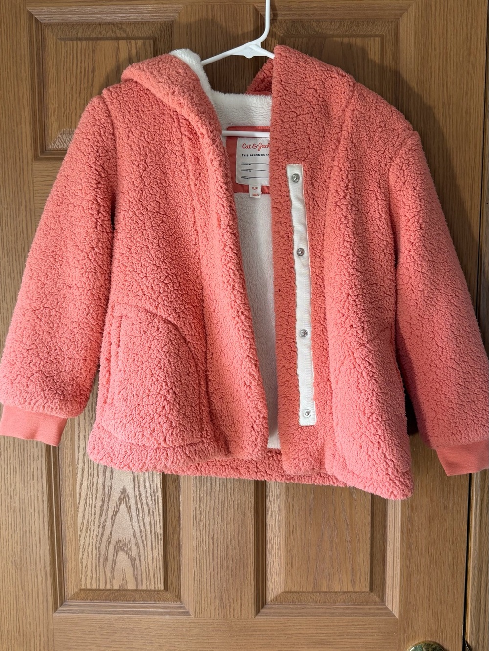 Cat & Jack Coral Sherpa Hooded Puffer Jacket